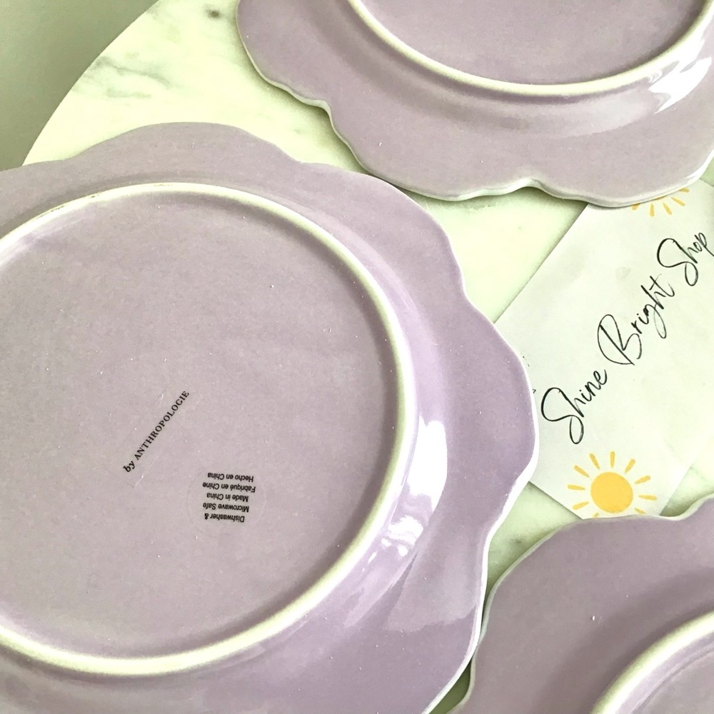 Anthropologie Set of Four Handpainted Glazed Stoneware Plates New In Box NWT - Picture 9 of 10